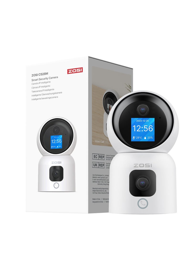 Zosi - ZOSI Dual-Lens 2K WiFi Security Camera Indoor, 355° Views Pan/Tilt Home CCTV Camera with 2 Way Audio, One-Touch Calling, Smart Person Detection, 2.4G/5G Dual-Band WiFi, C528 - Image 1