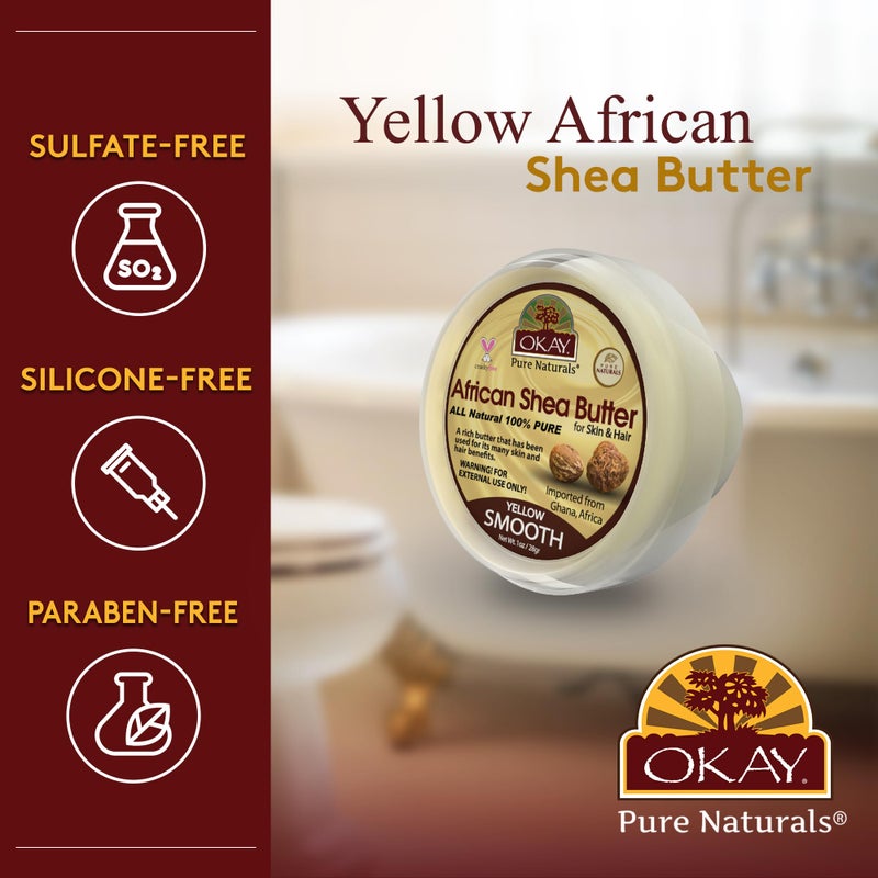 Okay 100% Natural African Shea Butter Yellow Smooth Deep Moisturizing Restores Moisture To Dry Damaged Skin Reduces Skin Damage Heals & Nourishes Made In USA 1oz - Image 3
