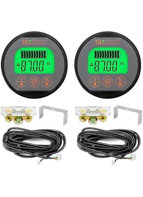 Battery Monitor Voltmeter Ammeter, Voltage Current Range 8V-80V, 0-100A Voltage Current Meter with 13 ft Custom Cable, 2 Set