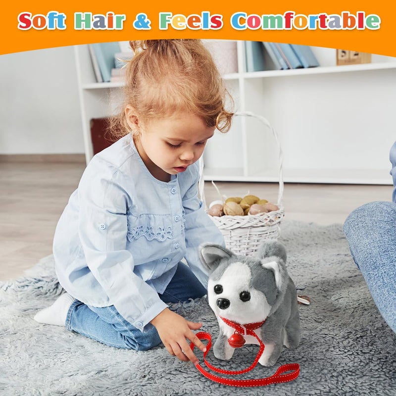 KSABVAIA Plush Husky Toy Puppy Electronic Interactive Dog - Walking, Barking, Tail Wagging, Stretching Companion Animal for Kids Toddlers - Image 5