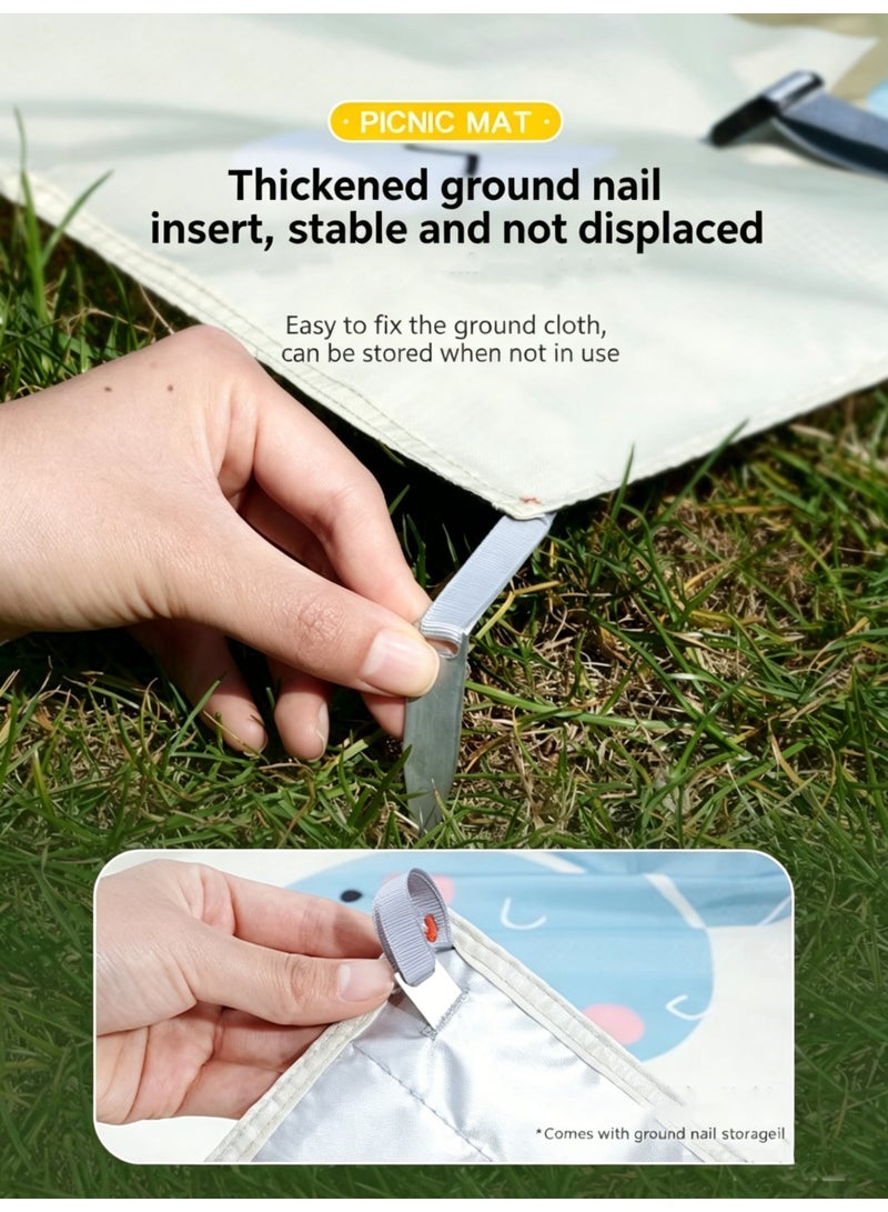 Portable Picnic Mat, Waterproof Nylon, Animal Paradise Theme, 145x100cm, Foldable Beach Blanket - Image 5