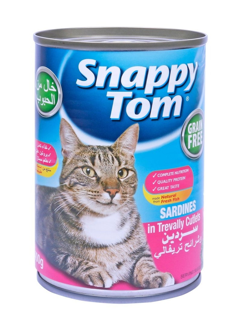 Snappy Tom - Grain Free Sardines In Trevally Cutlet 400 G - Image 1