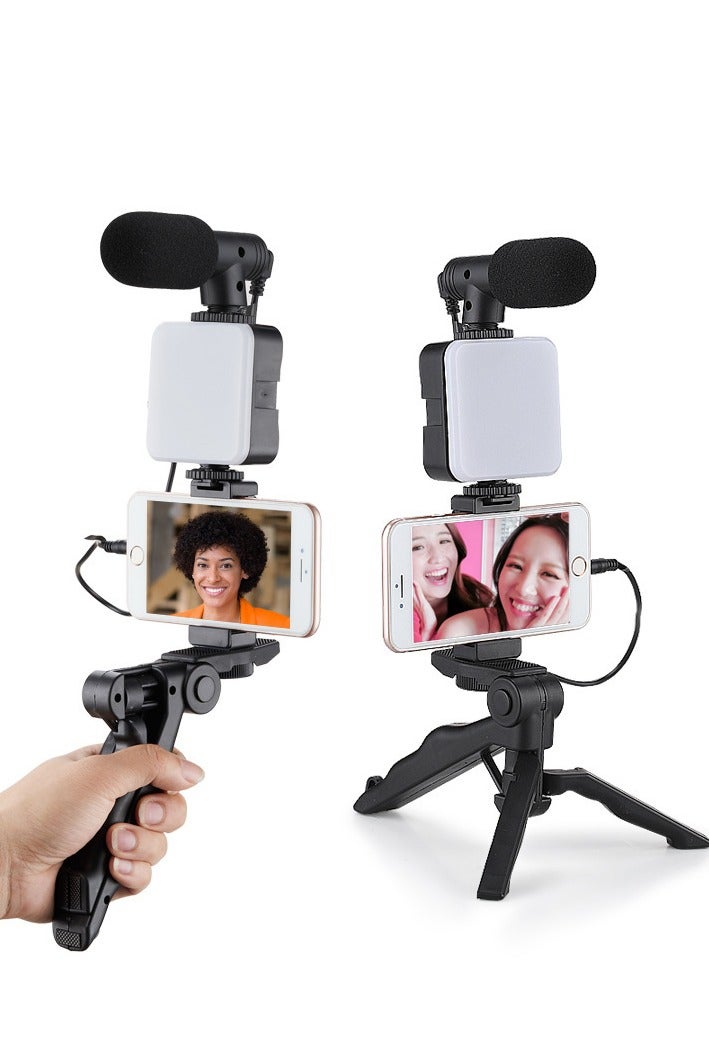 إينوشا عرض ستوديو التصوير للموبايل والكاميرا - كيت احترافي للفلوغرز مع مايكروفون، إضاءة LED، حامل ثلاثي - Image 1