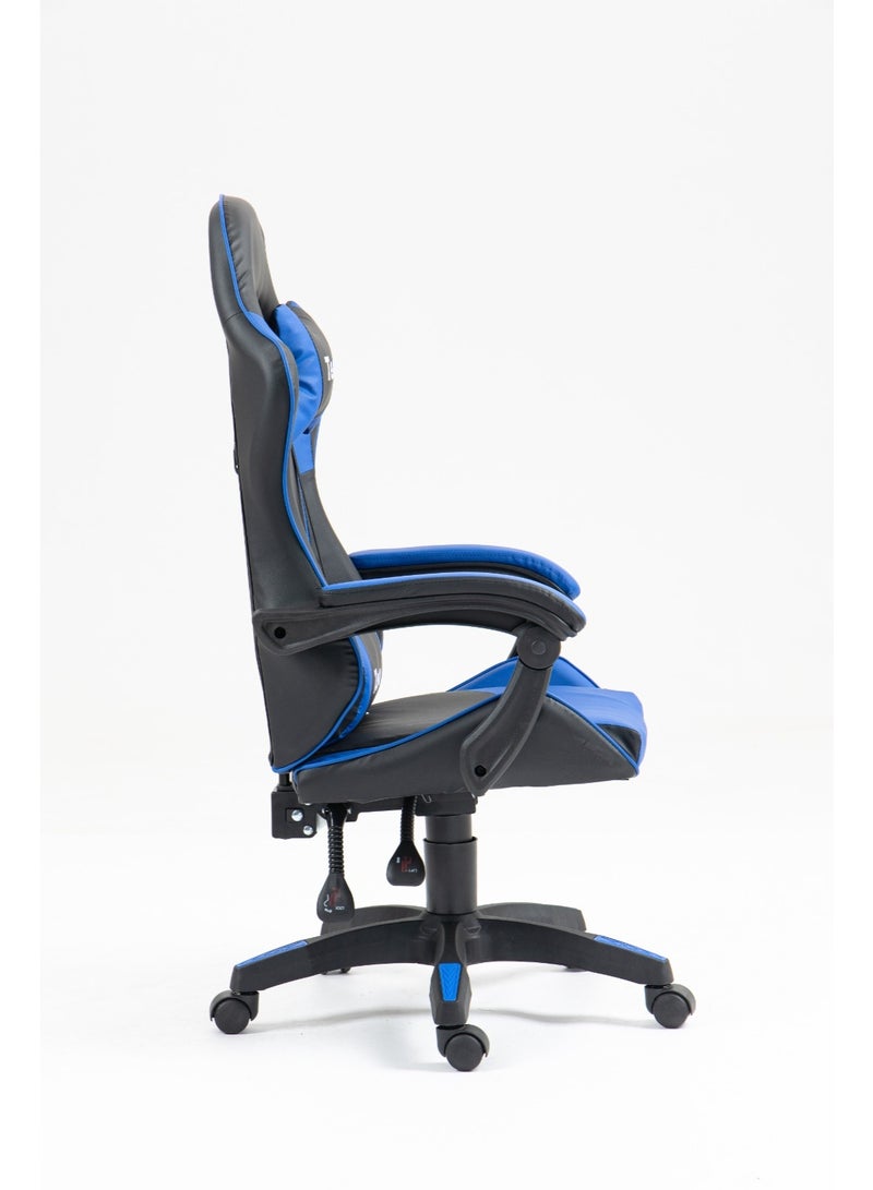 تيسو كرسي ألعاب مريح بتصميم هندسي، كرسي مكتب سباق بظهرٍ عالٍ من جلد PU مع دعم أسفل الظهر قابل للتعديل، كرسي مكتب كمبيوتر دوّار - Image 4