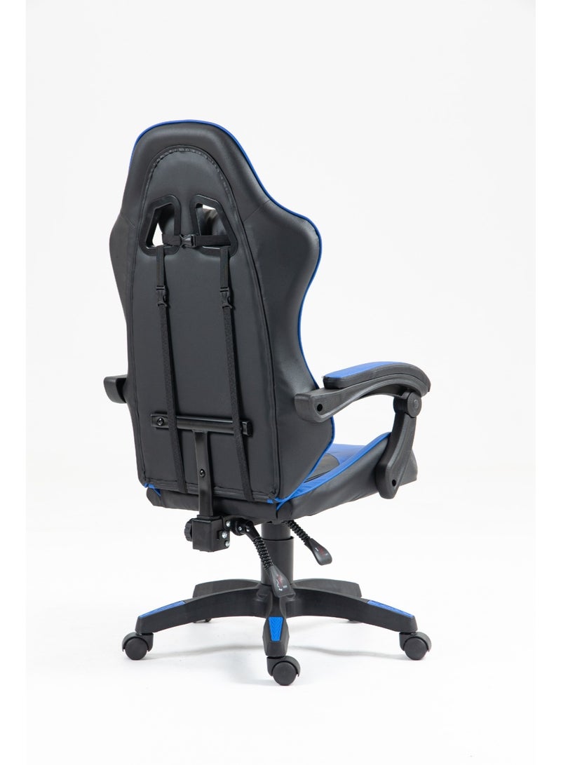 تيسو كرسي ألعاب مريح بتصميم هندسي، كرسي مكتب سباق بظهرٍ عالٍ من جلد PU مع دعم أسفل الظهر قابل للتعديل، كرسي مكتب كمبيوتر دوّار - Image 5