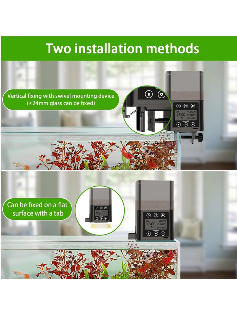 Excefore Automatic Fish Feeder for Aquarium, 320ML Large Capacity Adjustable Dispenser with Timer, LCD Display, Battery Operated Feeders for Goldfish and Turtles, Vacation Use, Three Fixed Methods (Gray) - Image 4