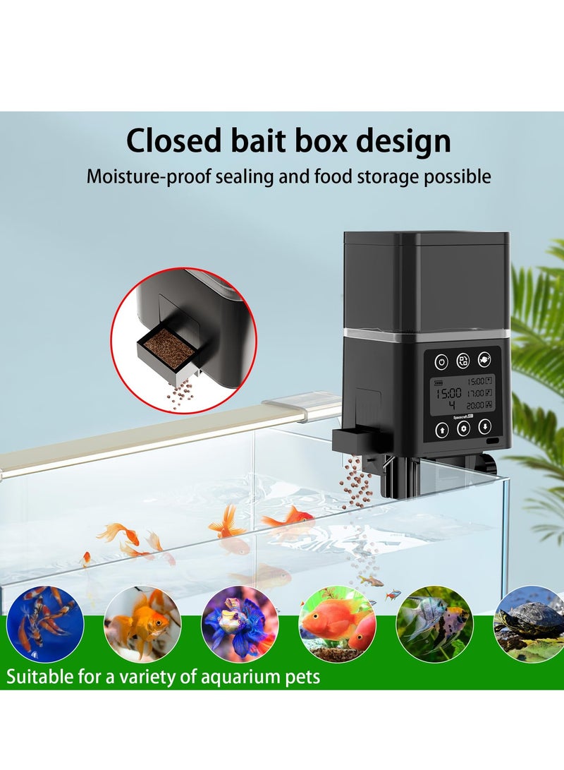 Excefore Automatic Fish Feeder for Aquarium, 320ML Large Capacity Adjustable Dispenser with Timer, LCD Display, Battery Operated Feeders for Goldfish and Turtles, Vacation Use, Three Fixed Methods (Gray) - Image 2