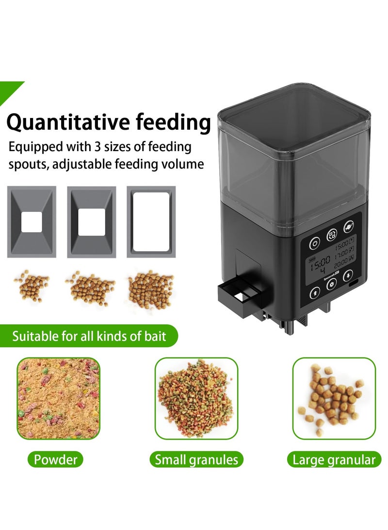 Excefore Automatic Fish Feeder for Aquarium, 320ML Large Capacity Adjustable Dispenser with Timer, LCD Display, Battery Operated Feeders for Goldfish and Turtles, Vacation Use, Three Fixed Methods (Gray) - Image 5