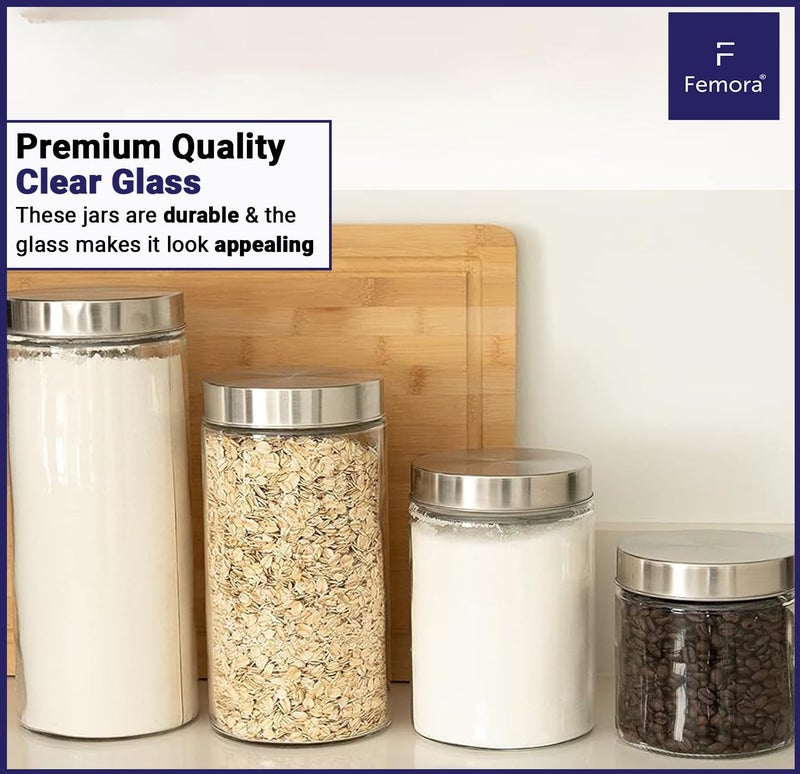 Femora Glass Jar for Kitchen| Glass Storage Containers Jars for Kitchen| Round Glass Jar| 1 Year Warranty| Airtight Lid| Jars for Snacks, Fry Food, Masala, Spice, Pickles, Cookies| 2200ml| Set of 1 - Image 5