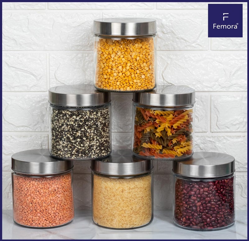 Femora Glass Jar for Kitchen| Glass Storage Containers Jars for Kitchen| Round Glass Jar| 1 Year Warranty| Airtight Lid| Jars for Snacks, Fry Food, Masala, Spice, Pickles, Cookies| 2200ml| Set of 1 - Image 2