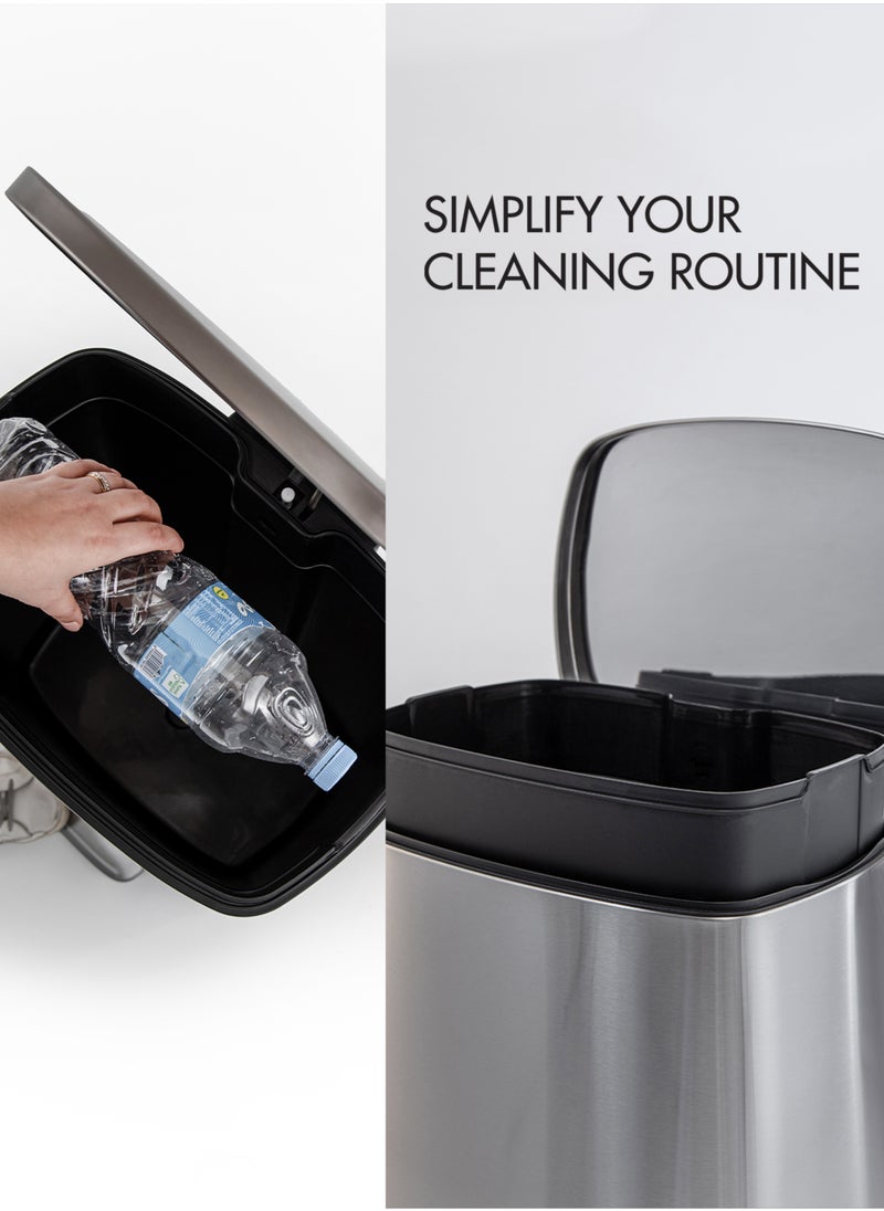 Ninestars - Kitchen Trash Bin 50 L, Dustbin, Stainless Steel Trash Can, Stain Resistant Garbage Bin, Highly Durable Pedal with Soft Close Lid , Waste Bin - Image 1