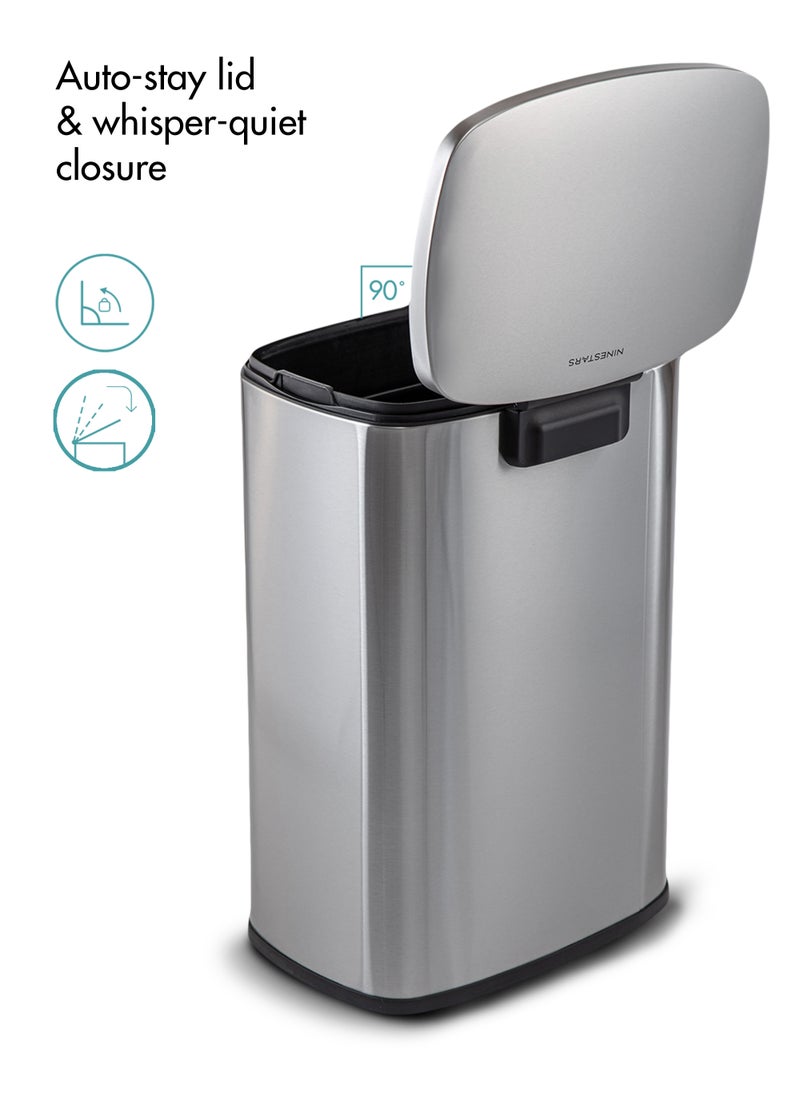 Ninestars - Kitchen Trash Bin 50 L, Dustbin, Stainless Steel Trash Can, Stain Resistant Garbage Bin, Highly Durable Pedal with Soft Close Lid , Waste Bin - Image 1