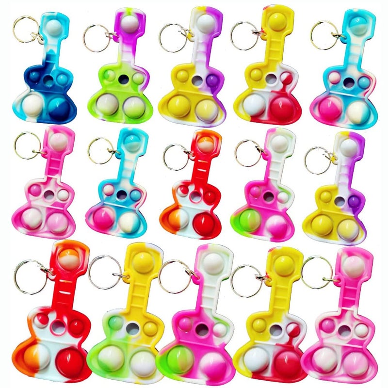 Goodangie00 100 Packs Guitar Bulk Music Mini Pop Fidget Toys Autism Special Needs Squeeze Sensory Party Favors Gift for Kids Adults Classroom Student Bubble Prizes - Image 3