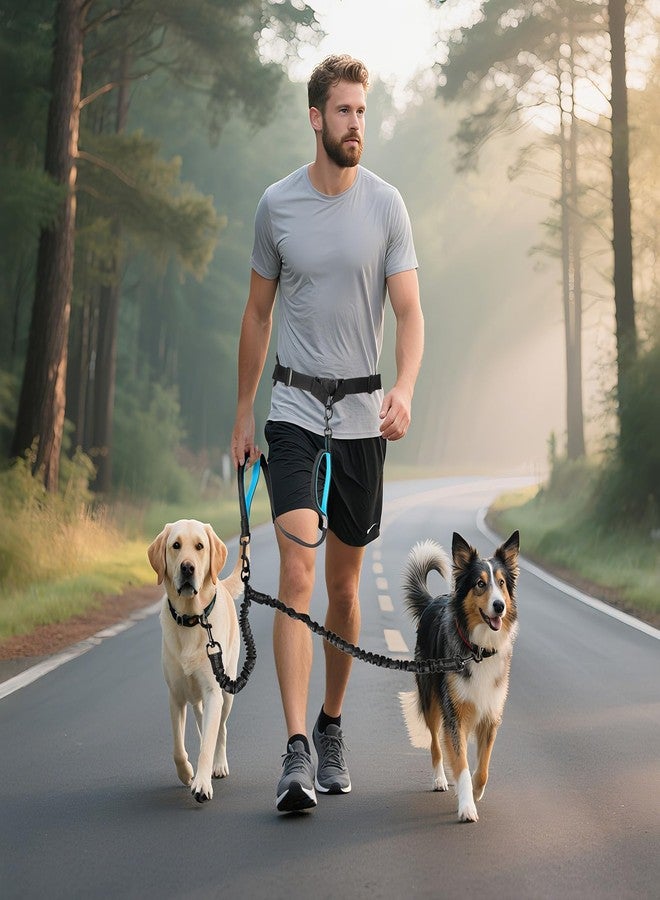 ITNAST Hands Free Double Dog Leash Tangle Free, Lumbar Support Dual Leash for Medium Large 2 Dogs With Bungee, Waist Bag, Padded Handles,Reflective Stitching for Dog Walking, Jogging, Hiking, Training - Image 2