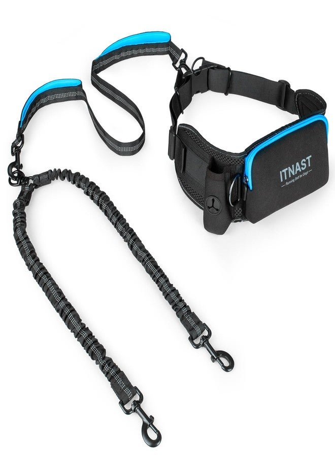 ITNAST Hands Free Double Dog Leash Tangle Free, Lumbar Support Dual Leash for Medium Large 2 Dogs With Bungee, Waist Bag, Padded Handles,Reflective Stitching for Dog Walking, Jogging, Hiking, Training - Image 1