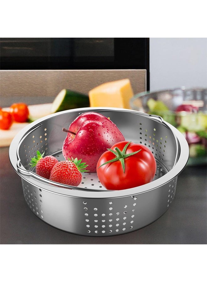 DUNISO 304 Stainless Steel Steamer Basket , Multifunctional Food Steamer Basket with Handle and Removable divider, Mesh Strainer Basket for Vegetables (21 cm) - Image 5