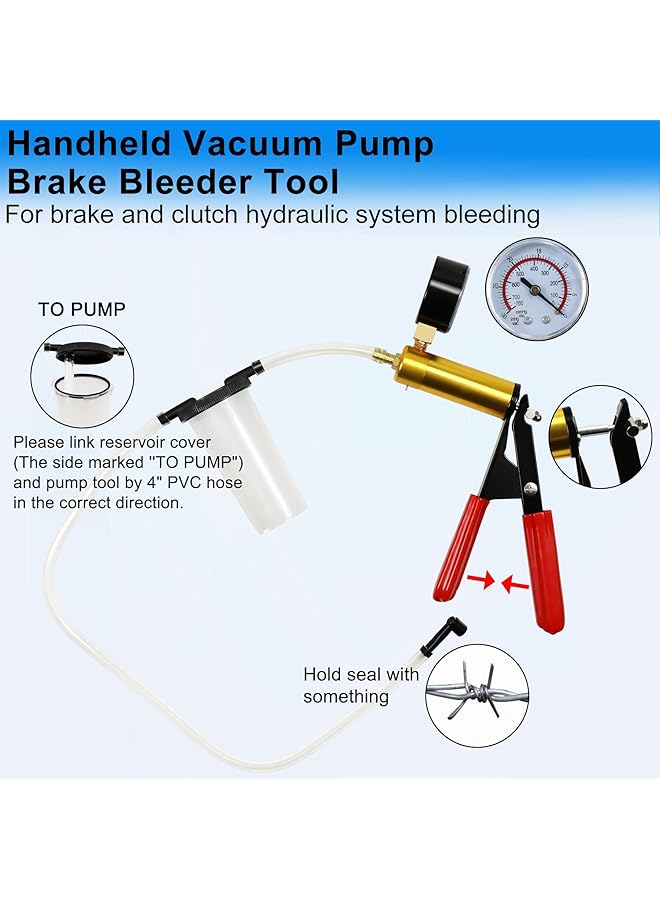 Generic 2 In 1 Hand Vacuum Pump Brake Bleeder Kit, One-Man Brake Clutch Fluid Power Steering Fluid Bleeding System Tool For Automotive Motorcycle Car & Kitchen Food Sealing Use (Blue)  - Image 3