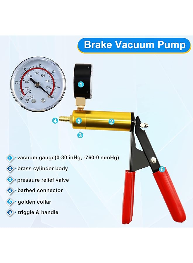 Generic 2 In 1 Hand Vacuum Pump Brake Bleeder Kit, One-Man Brake Clutch Fluid Power Steering Fluid Bleeding System Tool For Automotive Motorcycle Car & Kitchen Food Sealing Use (Blue)  - Image 4