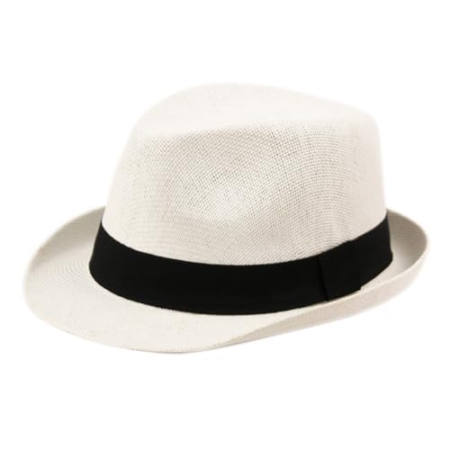 Epoch Unisex Basic Cool Lightweight Summer Derby Fedora Trilby Adjustable Hat (White) - Image 3