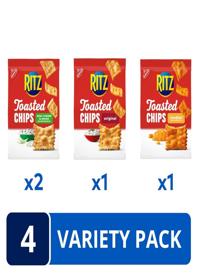 RITZ Toasted Chips Variety Pack,Cheddar, Sour Cream and Onion, and Original Crackers, Party Snacks, Bulk Snacks, 4 Bags - Image 2