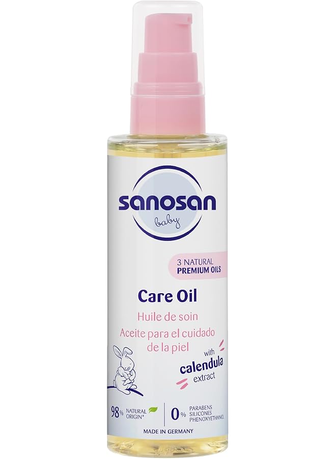 sanosan Baby Care Oil With Almond Oil Organic Olive Oil & Sunflower Seed Oil Biodegradable 100Ml - Image 1