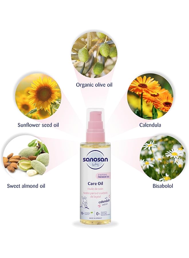 sanosan Baby Care Oil With Almond Oil Organic Olive Oil & Sunflower Seed Oil Biodegradable 100Ml - Image 2