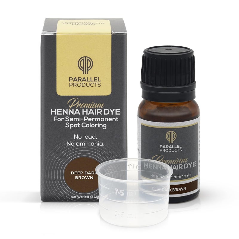 Parallel Products Spot Color Henna Kit - Henna Hair Dye - 3 grams - Tint for Professional Spot Coloring - With Mixing Dish - Covers Grey Hair - Root Touch Up (Deep Dark Brown) - Image 1