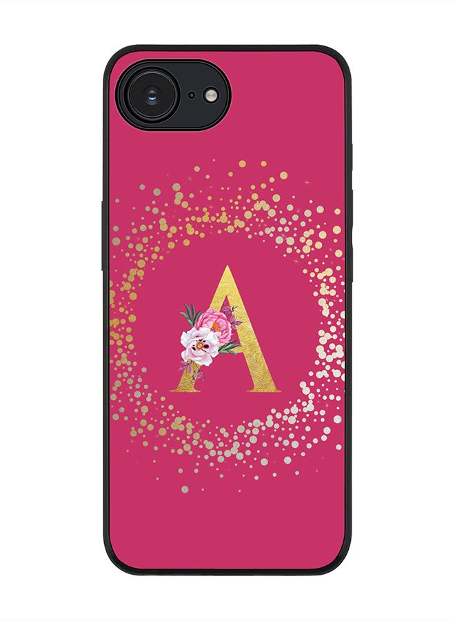 Stylizedd For Apple iPhone 16e Case,Slim fit Camera Protection, Shockproof Thin Phone cover  - Custom Monogram Floral - A ( Deep Pink ) - Image 1