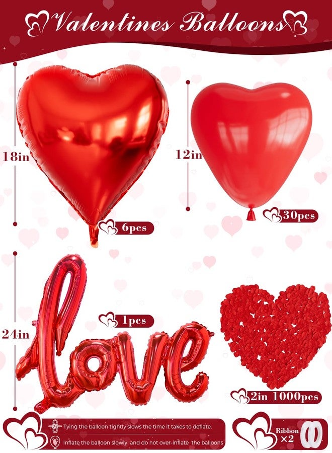 Haolongfa I Love You Balloons and Red Heart Balloons Kit, Valentine Day Balloons with 1000 Pcs Red Silk Rose Petals, Love-Bear Red Heart Balloons for Confession Proposal Wedding Valentine Day Decor - Image 2