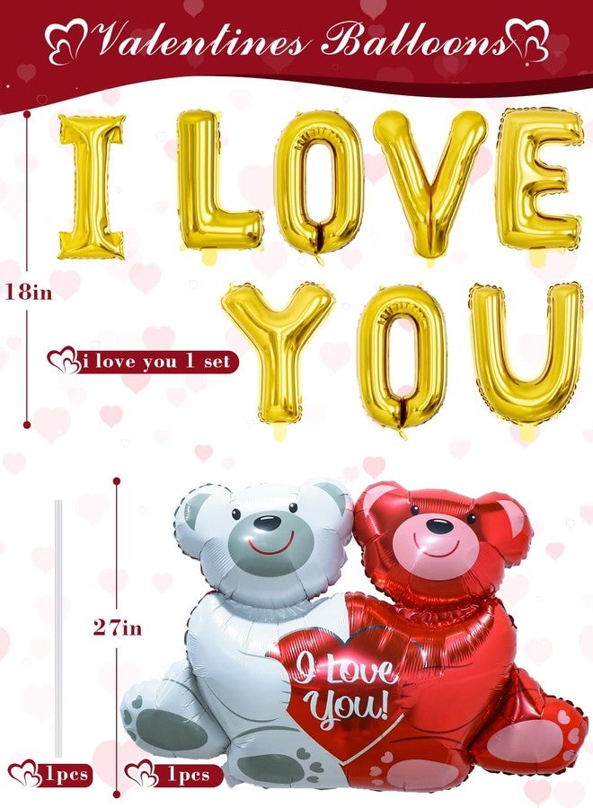Haolongfa I Love You Balloons and Red Heart Balloons Kit, Valentine Day Balloons with 1000 Pcs Red Silk Rose Petals, Love-Bear Red Heart Balloons for Confession Proposal Wedding Valentine Day Decor - Image 3