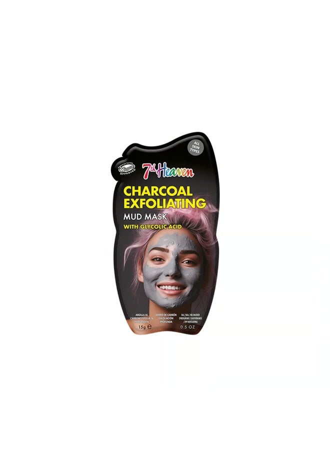 7th Heaven Charcoal Exfoliating Mud Mask with Glycolic Acid 15g - Image 1