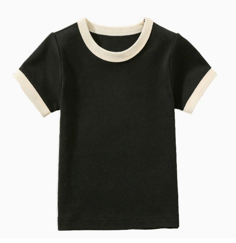 Trendy Brand Edge Color Children'S Short-Sleeved T-Shirt Boys And Girls T-Shirt Summer Solid Color Half-Sleeved Children'S T-Shirt Short-Sleeved - Image 1