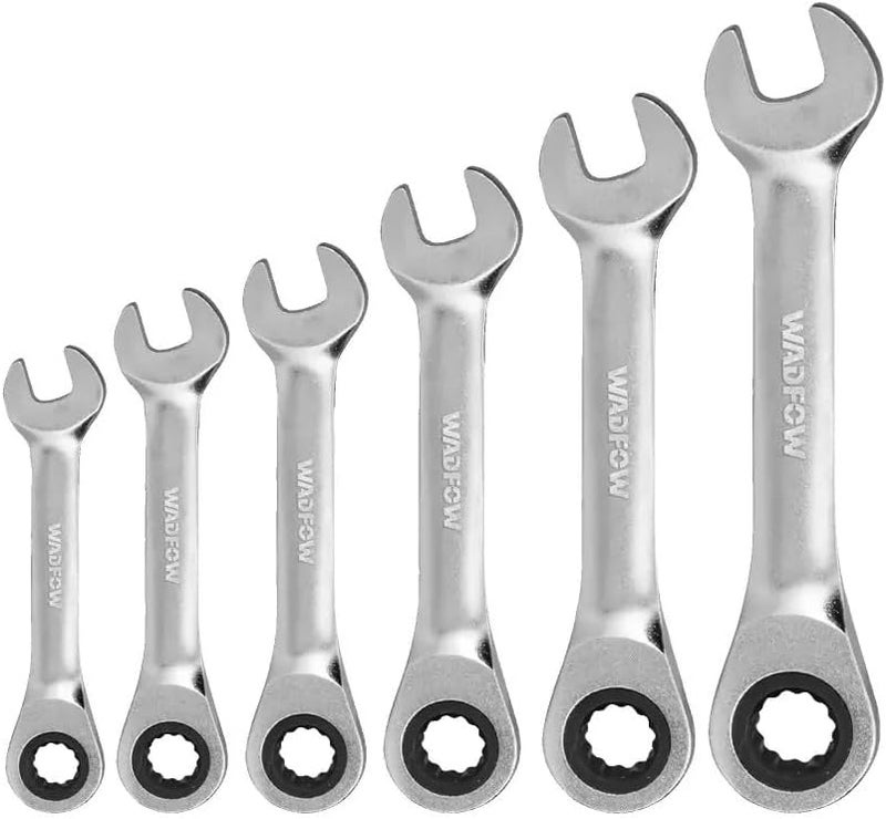 WADFOW WSP6406 90-Teeth Short Ratchet Spanner 6-Piece Set, 8-17 mm Size - Image 1