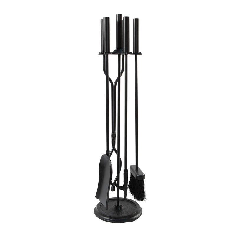Minuteman International Neoclassic 5piece Fireplace Tool Set Black Round Base