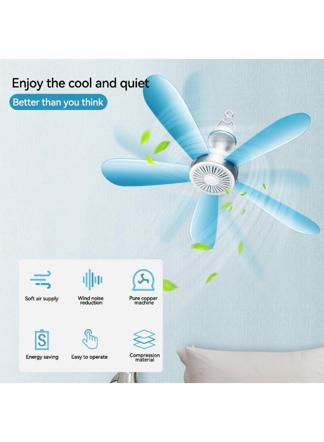 Portable Electric Ceiling Fan with 5 Blades, Easy Hanging Design, Direct Power Operation, 3 Meter Power Cord, Lightweight Quiet Cooling Fan for Home, Kitchen, Balcony, Workshop, Shop, Camping and Travel - Image 3