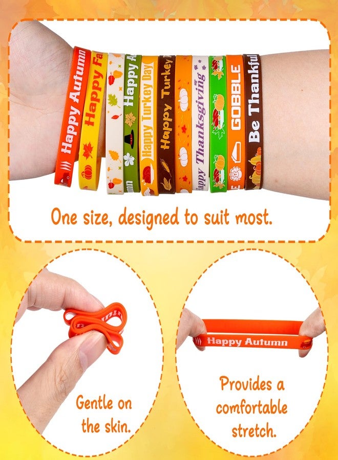 Moon Boat 144PCS Thanksgiving Fall Bracelets Party Favors Bulk: Silicone Rubber Wristbands Festival Goodie Bags Gifts Prizes Decorations - Image 5