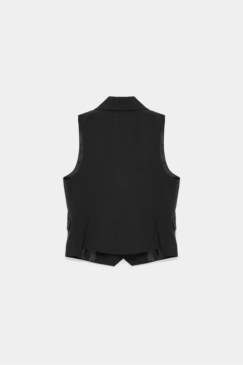 Dilvin Black DILVIN Women's Shawl-collar Woven Waistcoat for Women | Best Price UAE