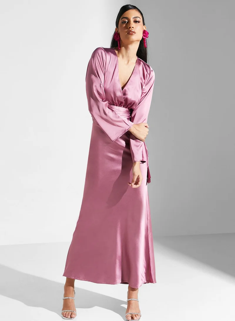 Golden Apple Satin Belted Dress