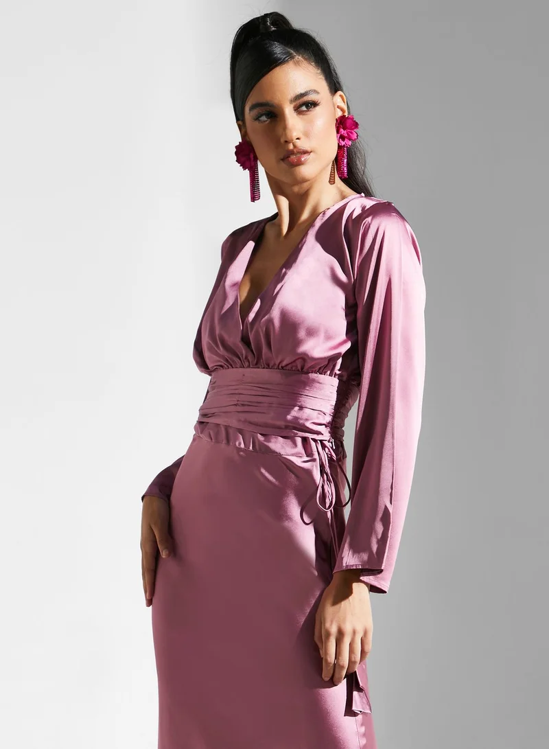 Golden Apple Satin Belted Dress