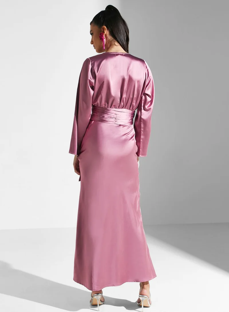 Golden Apple Satin Belted Dress