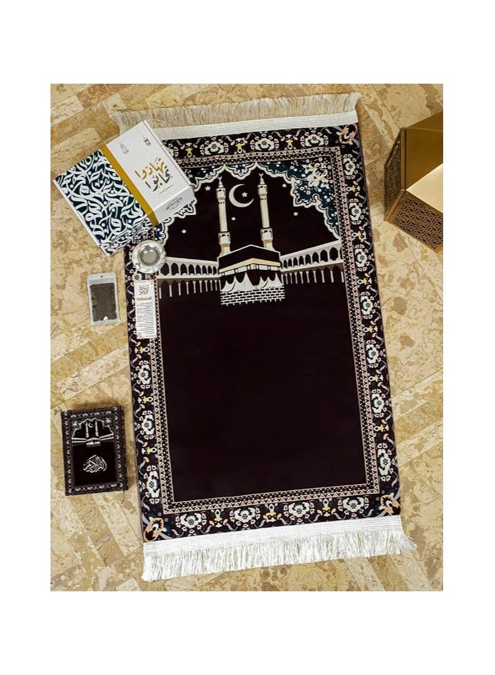 بوكس رمضان (مصلية + مصحف + مبخرة + اذكار + بخور) تهادوا تحبو لون سود خامه عاليه الجوده اسود)