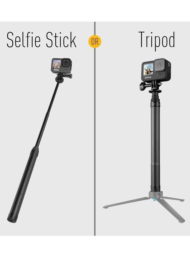 Generic - Upgraded 46” Ultra Light Carbon Fiber Selfie Stick Invisible Stick Detachable Extension Pole Monopod for GoPro Hero 10 9 8 7 6 5 4 3+ DJI Osmo SJCAM Insta 360 ONE X/X2 Xiao Yi Action Camera - Image 1