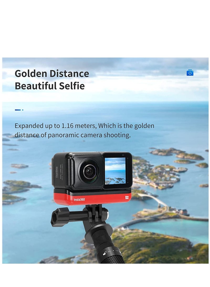 Generic - Upgraded 46” Ultra Light Carbon Fiber Selfie Stick Invisible Stick Detachable Extension Pole Monopod for GoPro Hero 10 9 8 7 6 5 4 3+ DJI Osmo SJCAM Insta 360 ONE X/X2 Xiao Yi Action Camera - Image 1
