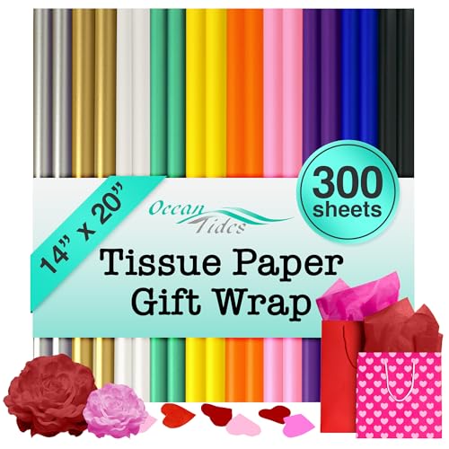 Ocean Tides 300 Sheets 14 x 20 Inches Christmas Wrapping Paper Gift Wrapping Tissue Paper Bulk for Crafts Birthdays Holidays Colored Tissue Papers for Gift Bags Decorations Assorted - Image 2