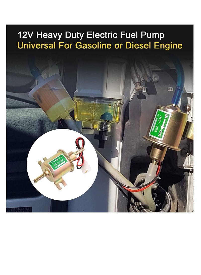 Universal 12V Heavy Duty Electric Fuel Pump Metal Solid Petrol For Motorcycle Carburetor ATV Trucks Boats Gasoline or Diesel Engine