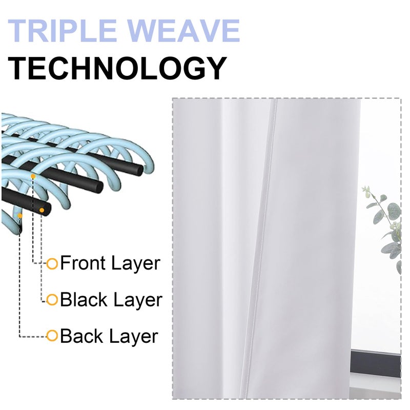 Simplebrand Ava Pure White Curtains for Bedroom 45 Inches Long 2 Panels Set, Light Filtering Window Treatment, Short Curtain Drapes, Soft Touching Casual Rod Pocket Privacy Curtains, W40 x L45 Inch - Image 5