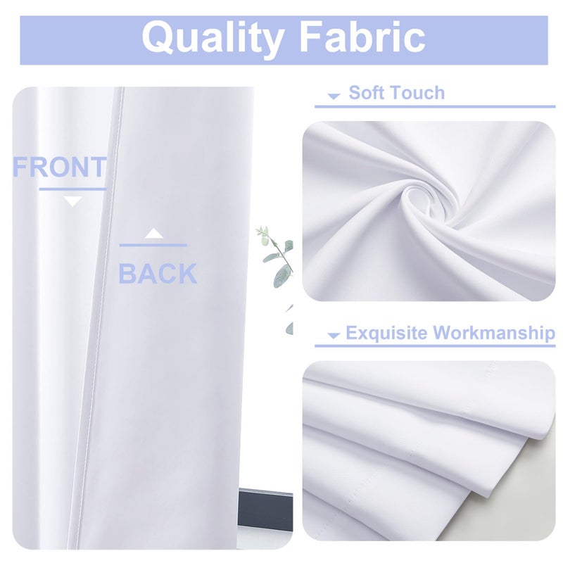 Simplebrand Ava Pure White Curtains for Bedroom 45 Inches Long 2 Panels Set, Light Filtering Window Treatment, Short Curtain Drapes, Soft Touching Casual Rod Pocket Privacy Curtains, W40 x L45 Inch - Image 3