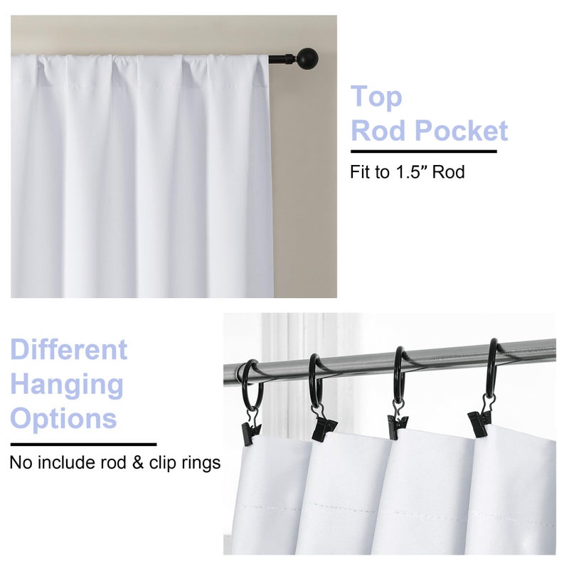 Simplebrand Ava Pure White Curtains for Bedroom 45 Inches Long 2 Panels Set, Light Filtering Window Treatment, Short Curtain Drapes, Soft Touching Casual Rod Pocket Privacy Curtains, W40 x L45 Inch - Image 4