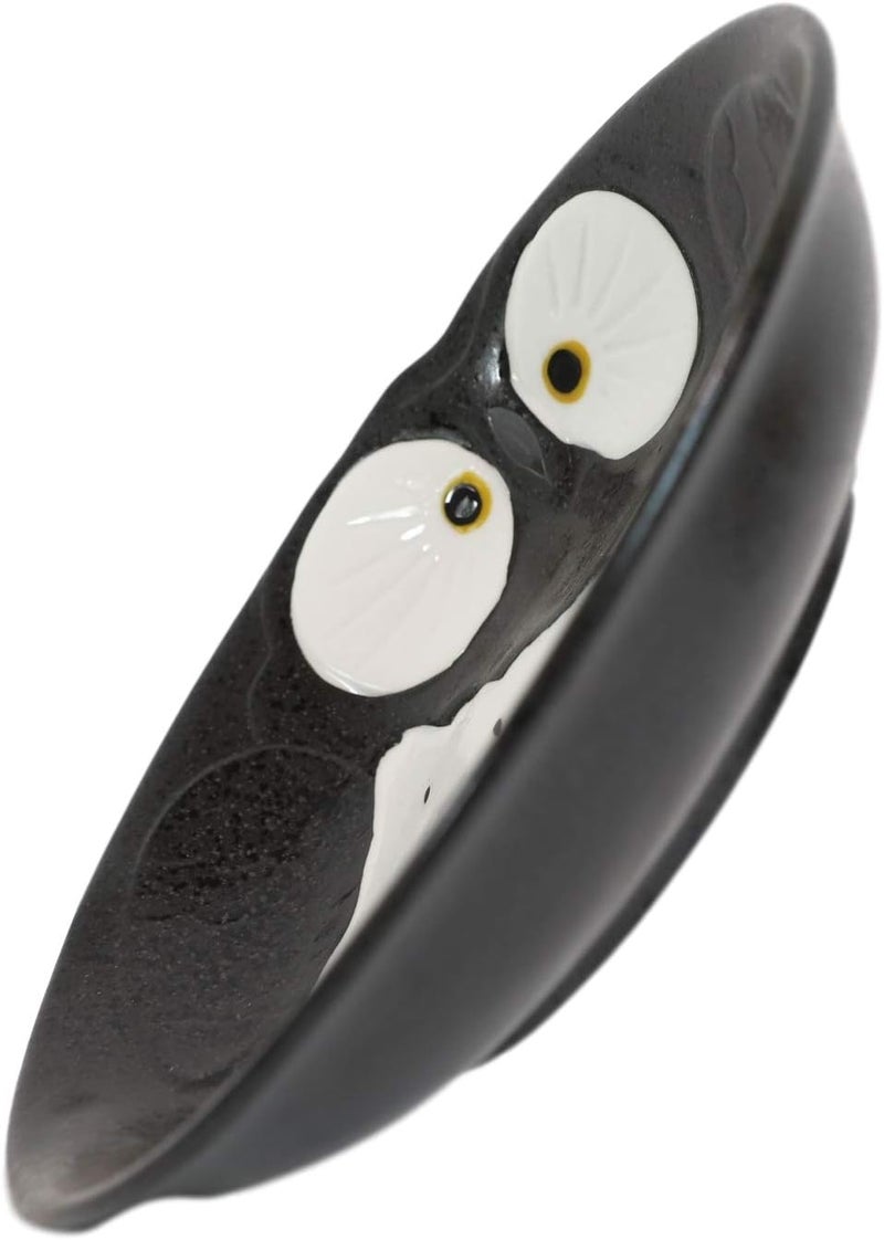 Ebros Gift Ebros Pack Of 4 Kitchen Dining Whimsical Owl Porcelain Earthenware Lunch Entree Dessert Salad Round Deep Plates Or Shallow Bowls Dishwasher And Microwave Safe Black - Image 5