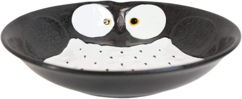 Ebros Gift Ebros Pack Of 4 Kitchen Dining Whimsical Owl Porcelain Earthenware Lunch Entree Dessert Salad Round Deep Plates Or Shallow Bowls Dishwasher And Microwave Safe Black - Image 4